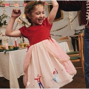 Mini Boden Tulle Nutcracker Appliqué Dress Velour Bodice 5/6